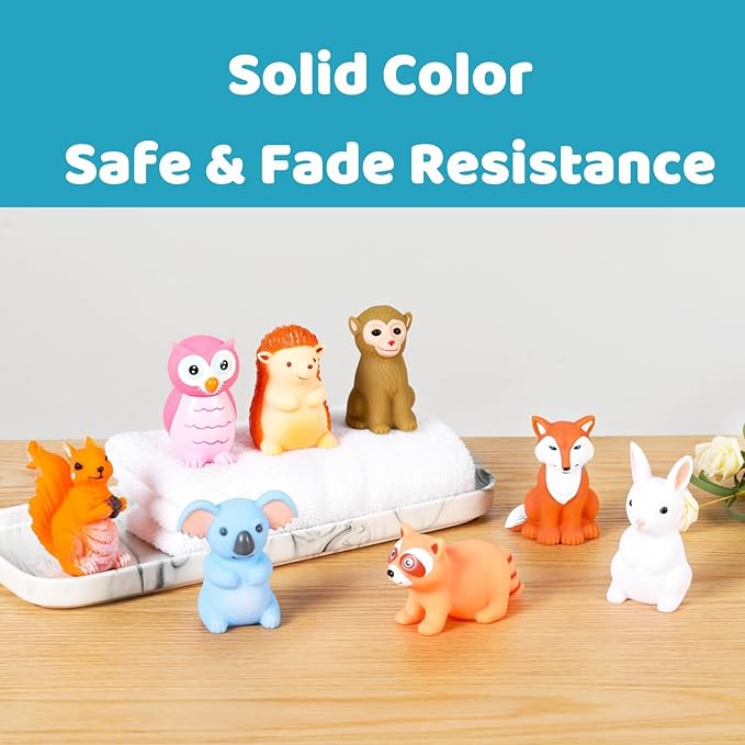 XY-WQ Bath Toys No Hole, for Infants 6-12& Toddlers 1-3, No Hole Bathtub Toys (Animal C, 8 Pcs with Mesh Bag)