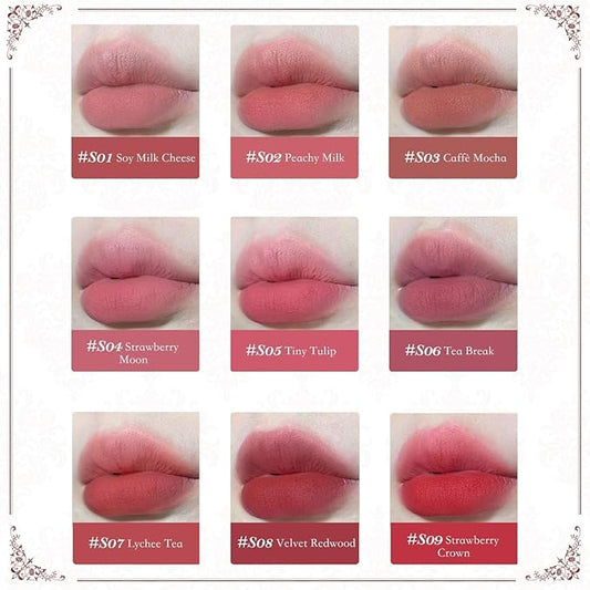 Flower Knows Strawberry Rococo Cloud Lip Cream,Long Lasting Burgundy Matte Lipstick,Hydrating Lip Stain,Transfer & Smudge Proof Velvet Liquid Lipstick for Girls&Women,0.12 Fl Oz(S08 Velvet Redwood)