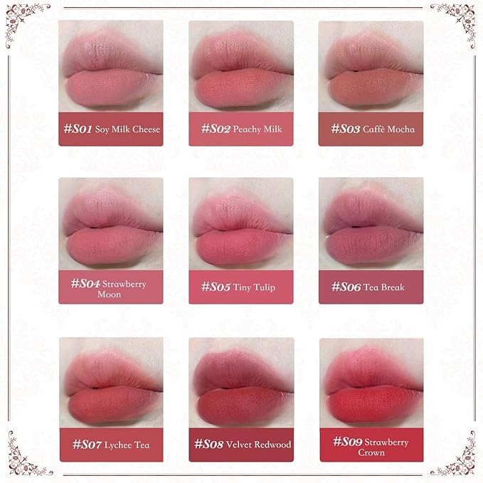 Flower Knows Strawberry Rococo Cloud Lip Cream,Long Lasting Warm Pink Matte Lipstick,Hydrating Lip Stain,Transfer & Smudge Proof Velvet Liquid Lipstick for Girls&Women,0.12 Fl Oz(S05 Tiny Tulip)