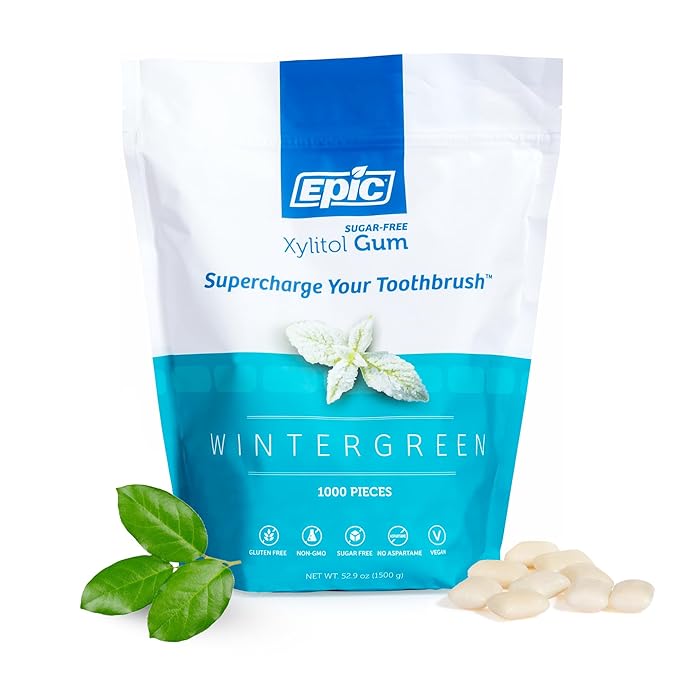 Epic Dental Sugar Free Oral Care Set – 1000-Piece Wintergreen Gum, 1000 Peppermint Mints, 2 Tubes Spearmint Fluoride Toothpaste – Aspartame Free, Dentist Approved, Helps with Dry Mouth & Cavity Care