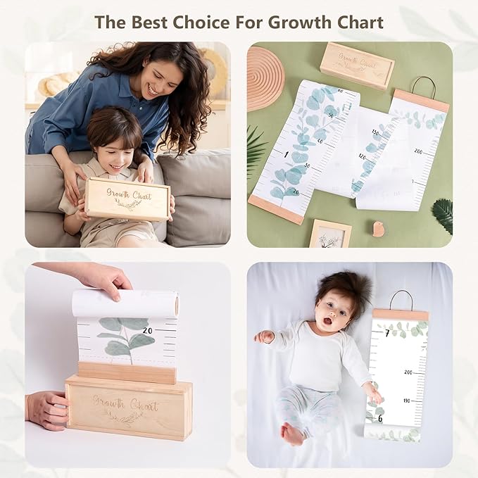 let's make Growth Chart for Wall 7 Ft Height Chart with Keepsake Box & Hook Waterproof Canvas Measure Wall Ruler Removable Neutral Nursery Wall Decor for Baby Kids Toddlers