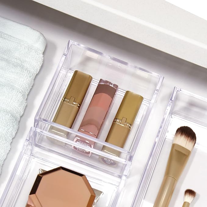 iDesign Decorative Countertop Vanity Tray Organizer for Bathroom, Bedroom, Closet, Entryway The Clarity Collection –, Extra Small, Clear