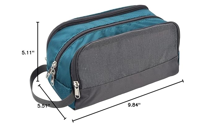 Yeiotsy Boys Toiletry Bag - Kids Travel Dopp Kit with Mesh Pockets, Compact Organizer for Gym, Camping, Hiking (Emerald Green)