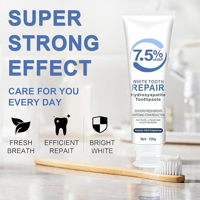 2Pcs Hydroxyapatite Toothpastes, Hydroxyapatite Toothpastes for Enamel Protection and Tooth Strengthening, Gentle Mint, Fresh Breath, Daily Use for Oral Health, 4.23oz