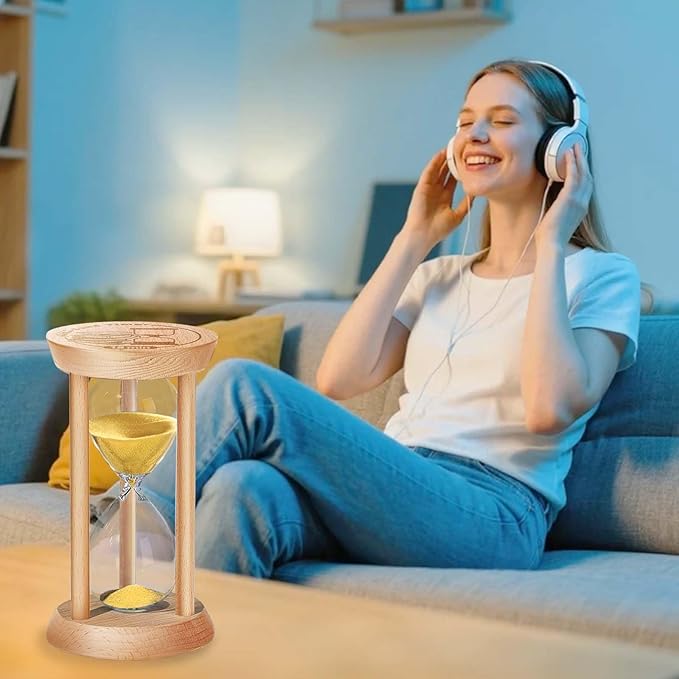 SuLiao Wooden Sand Timer 15 Minute Hourglass, Wood Turquoise Sand Clock, Small Watch 15 Min Timer, Hour Glass Sandglass for Home, Reloj De Arena, Office, Decorative, Game, Classroom