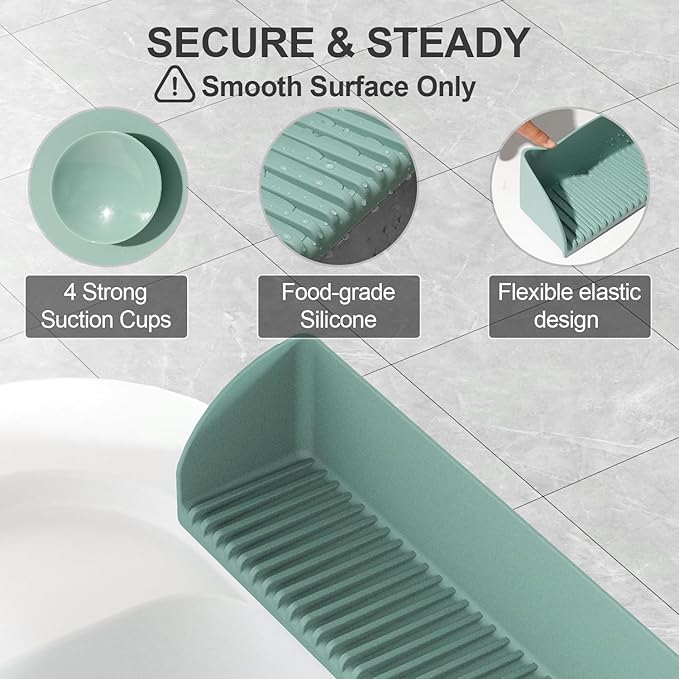 2 Pack Bathtub Splash Guard for Tub - Silicone Tub Water Splash Guard with 4 Suction Cups, Bath Toy Holder, Tub Play Shelf for Kids, Bathtub Side Splash Guard Tray, Toddler Bathroom Essentials, Aqua