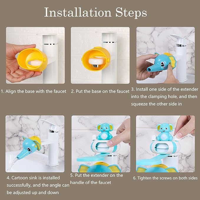 Faucet Handle Extender Set, Faucet Extender for Kids Child Sink Extender Kids Hand Wash Helper Faucet Extender for Bathroom Sink-Light Blue