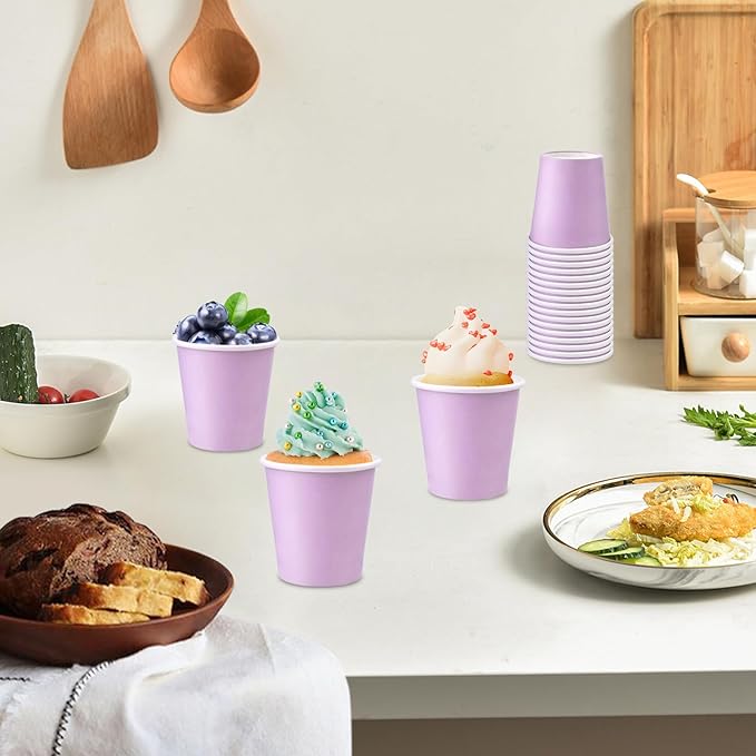 300 Pack 3oz Purple Paper Cups,Mouthwash Cups, Disposable Bathroom Cups,Small Paper Cups 3oz Ideal for Bathroom,Supermarket,Birthday Party,Picnic and BBQ