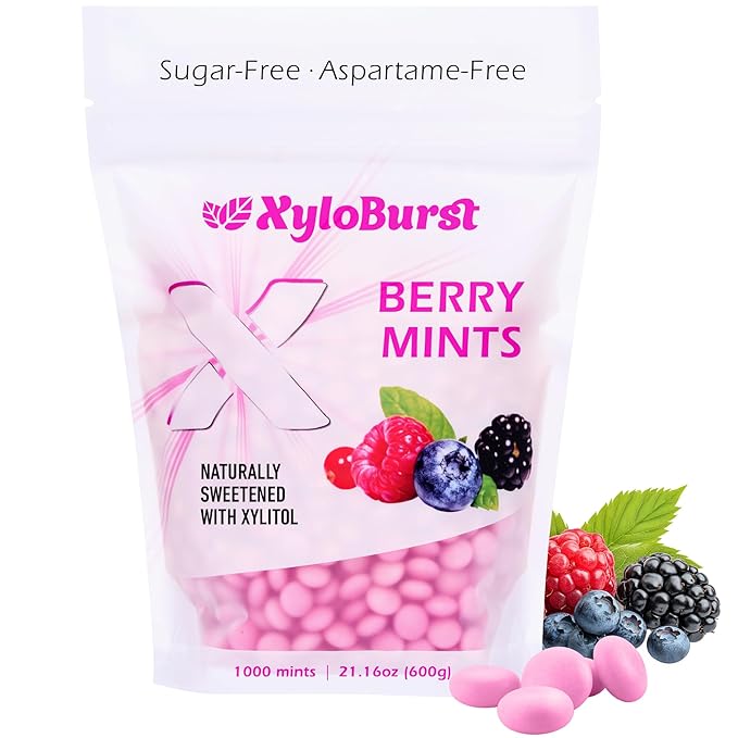 Xyloburst - Xylitol Mints | Sugar Free Breath Mint for Oral Health | Gluten Free, Vegan, Keto Friendly | Aspartame Free Mints | Berry | 1000 Count Bag