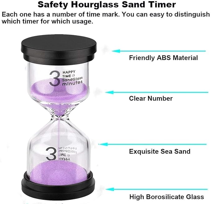 SuLiao Hourglass 3 Minute Sand Timer：Colorful Sand Clock, Small Reloj De Arena Three Minutos, Plastic Hour Glass Sandglass for Kids, Games, Classroom, Kitchen, Decor