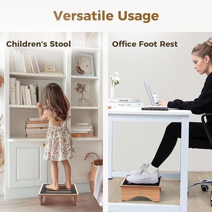 StrongTek 5" High Wooden Bed Step Stool for Adults, Sturdy Bedside & Shower Steps, 440lb Capacity, Versatile Mobility Aid for Seniors, Kitchen Use, Surgery Recovery, Anti-Slip, Portable Design