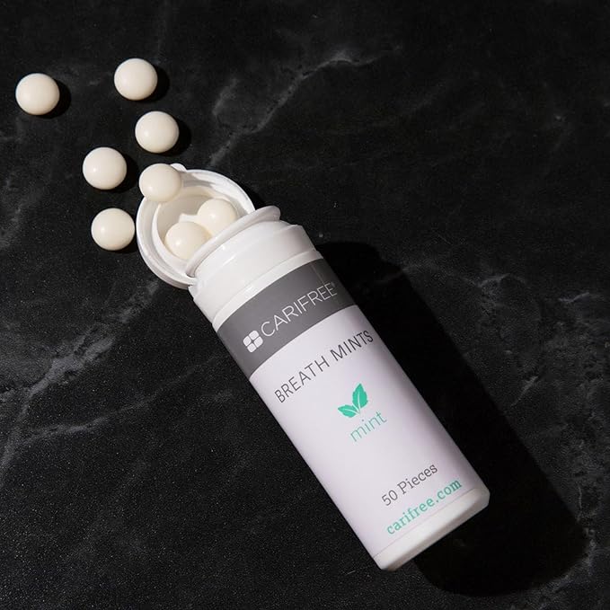 CariFree Breath Mints, Hydroxyapatite and Xylitol, Sugar-Free, pH Elevating, Delicious & Refreshing, Convenient On-The-Go, Travel Size, 6 Tubes Per Box (50 ct. each)