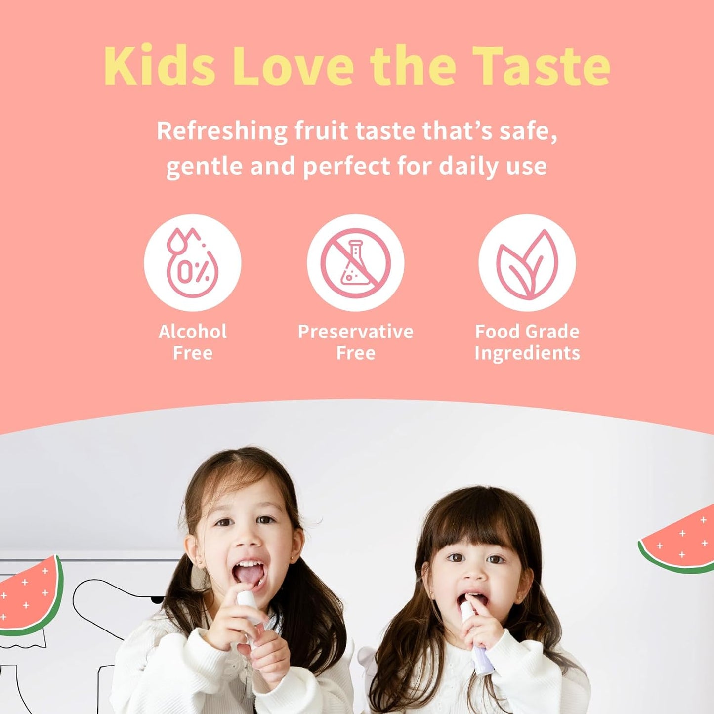 Mouth Spray for Kids Toddler Toothpaste Helper Fluoride Free Baby Toothpaste Cavity Protection Oral Care with Natural P113+ Antibacterial Peptide for Newborns to Age 12 (Watermelon)