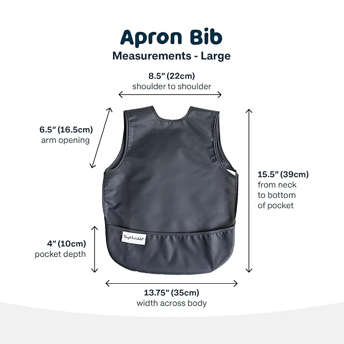 Tiny Twinkle Mess Proof Baby Bib for Boys | Waterproof Toddler Bib for Eating | Baby Apron for Feeding, Machine Washable | Perfect Shower Gift (Charcoal, 6–24M)
