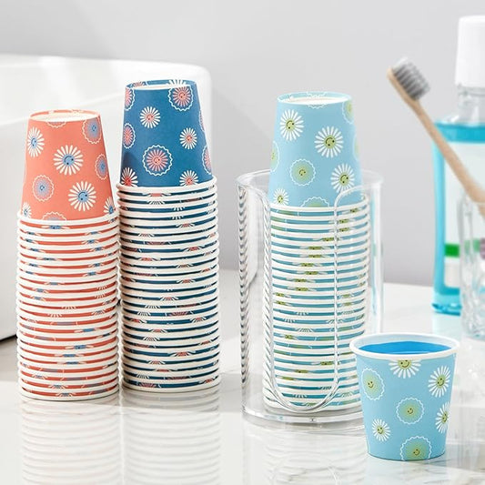 SIUQ 1200 Pack 3 oz Paper Cups, Disposable Bathroom Cups, Mini Mouthwash Cups, Small Cup 3 Ounce for Bathroom, Party, Picnic, BBQ, Travel(Daisy)