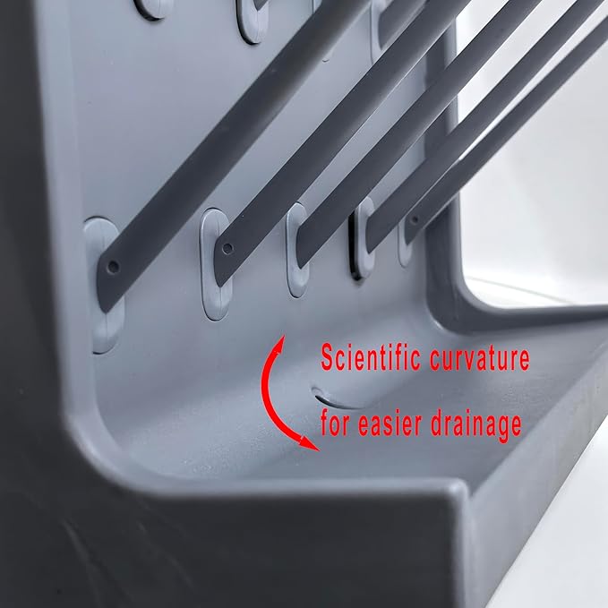 Lab Drying Rack 27 Pegs Laboratory Cabinets Glass Drying Racks Wall-Mount Grey Cleaning Frame for School Laboratory Utensils Hidden Installation