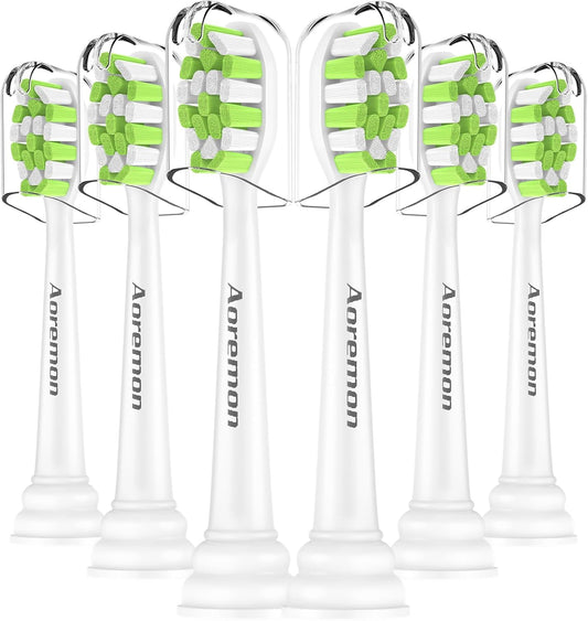 Aoremon Toothbrush Replacement Heads for Philips Sonicare DiamondClean Series 2/3 EasyClean ProtectiveClean FlexCare HwalthyWhite, 4100/5100/6100, C1/C2/G2/G3-6 Pack, White