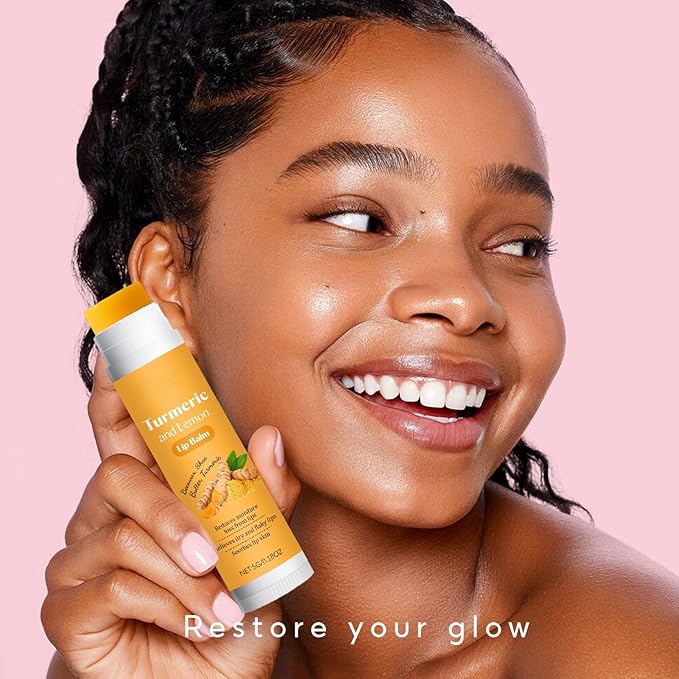 Natural Turmeric Scrub & Lip Balm for Dark Lips Set, Exfoliator to Nourish Lip, for Dry, Chapped, Dull, Dark Lips, Reduce Fine Lines