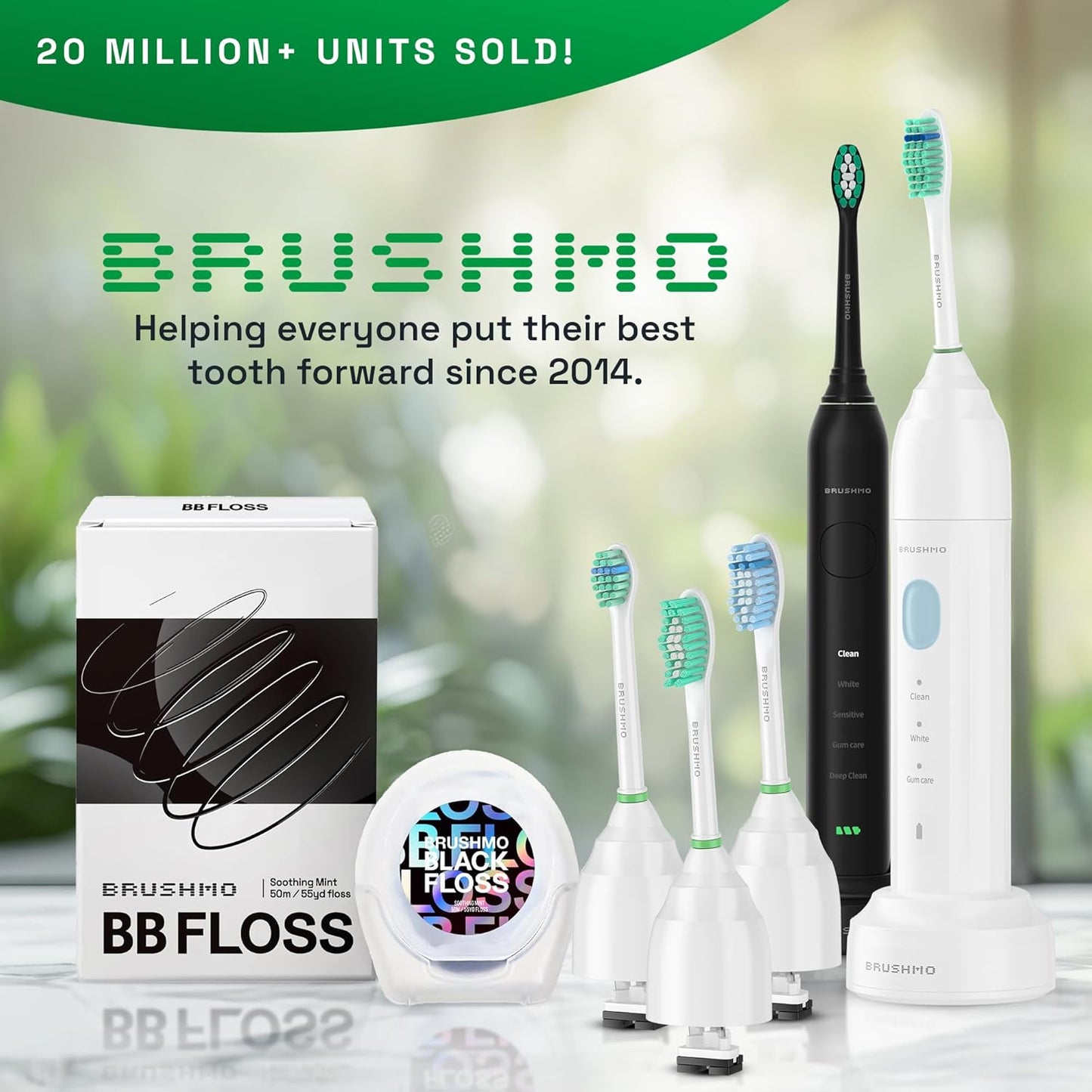 Brushmo e-Series Variety Replacement Toothbrush Heads, Compatible with Philips Sonicare Screw-on Toothbrush Handles, 6 Variety Heads (Standard, Compact & Sensitive), Dupont Bristles, BM724+2, White