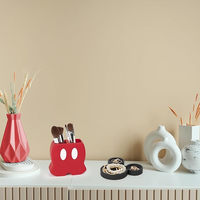 Jay Franco Disney Mickey Mouse Bathroom Accessories - 2 Piece Black & Red Resin Bathroom Décor and Storage Set Includes Toothbrush Holder and Soap Dish Set