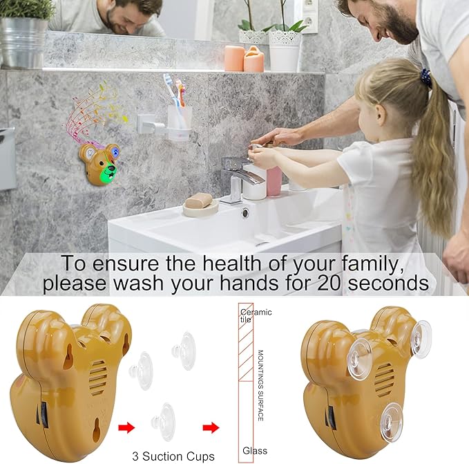 LUXSWAY Cute Animal Toothbrushing Timer with Musical Volume, 2 Minute Kid for Toothbrushing, 20 Seconds Wash Hand Training Games, Rechargeable Colored Led Light Visual Timer- Dog