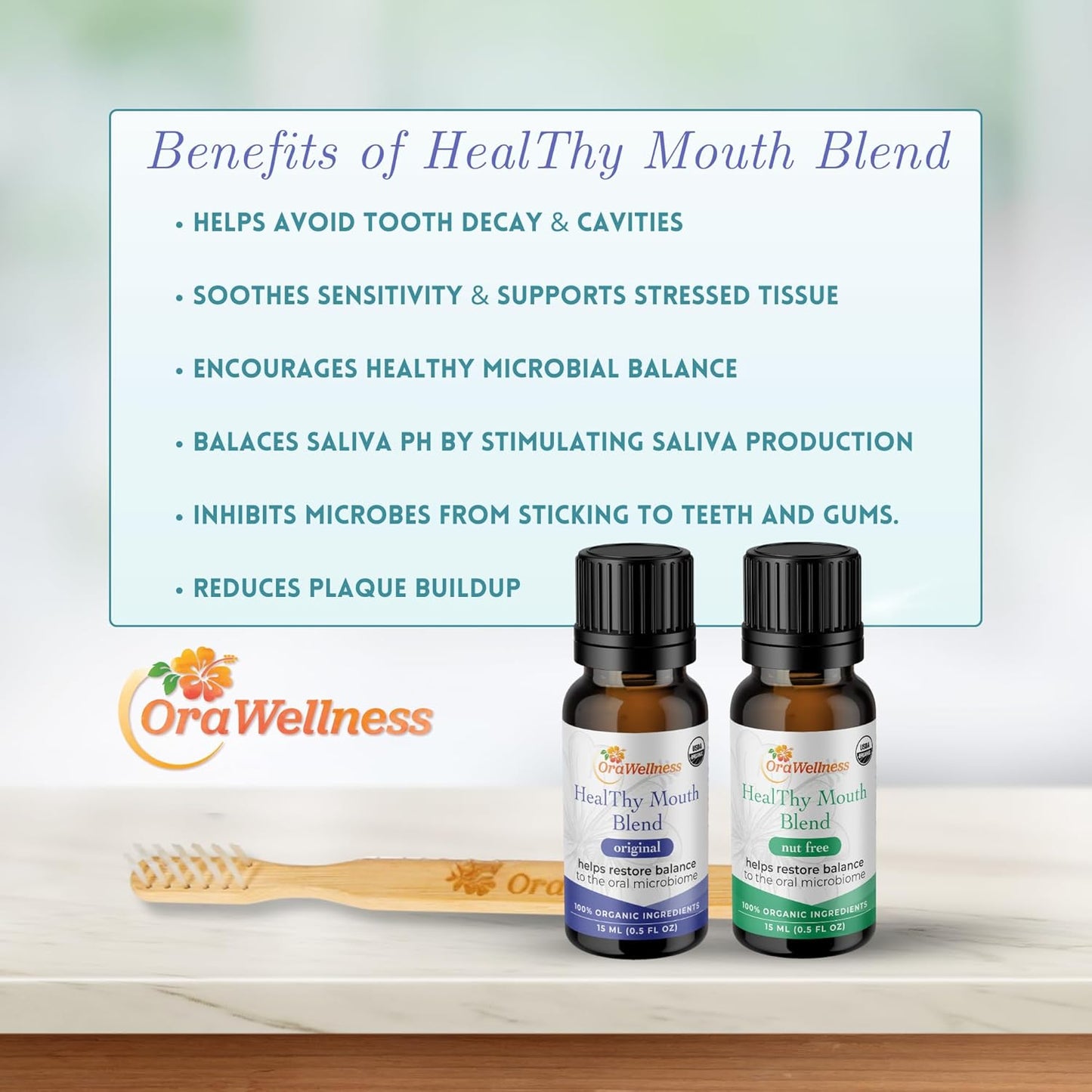 OraWellness Healthy Mouth Blend Organic Tooth Oil, Fluoride Free Made in The USA Toothpaste & Mouthwash Alternative Tooth, Natural Rinse for Healthy Teeth & Gums for Women, Men and Kids, Pack of 1