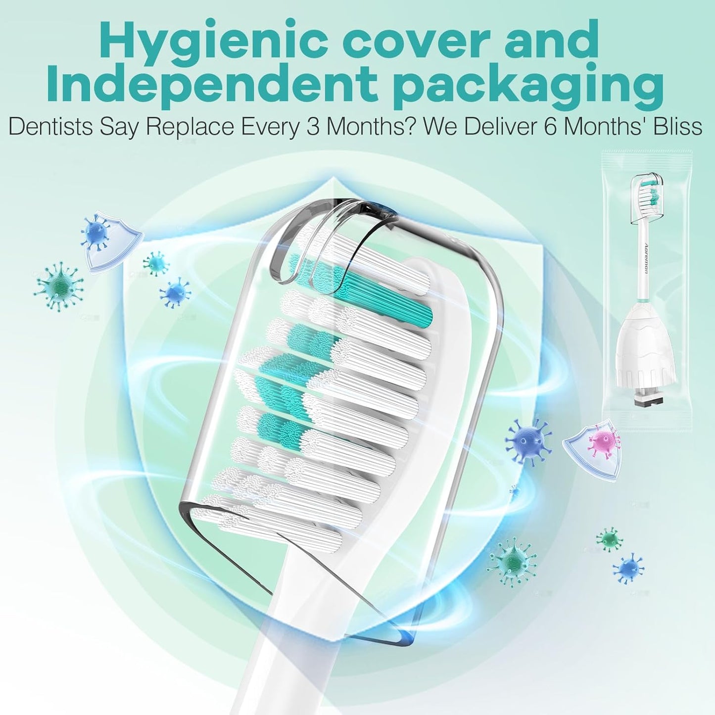 Aoremon Toothbrush Replacement Heads Compatible with Philips Sonicare E-Series Essence Xtreme Elite Advance CleanCare Screw-on Electric Toothbrush Handle Head Come with Hygienic Caps, 3 Count, White