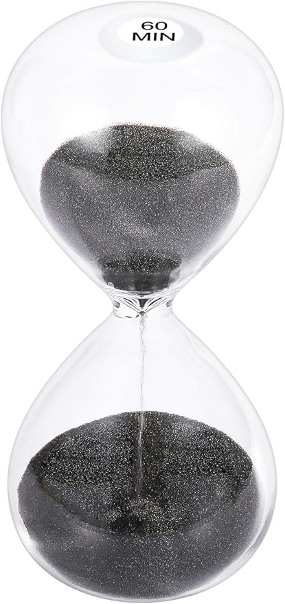 SuLiao Hourglass 60 Minute Sand Timer: 5.1 Inch Black Sand Clock, Large Sand Watch 60 Min, Unique 1 Hour Glass Sandglass for Kids, Games, Classroom, Home, Desk, Office Decorative