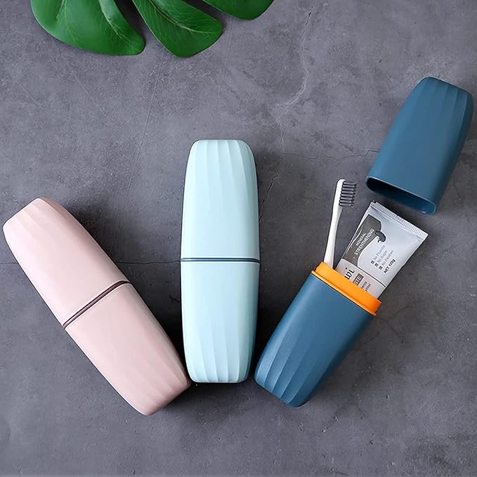 Toothbrush Cup Toothbrush Holder with Cover Travel Boothbrush Holder Portable Toothbrush Case and Carrier for Bathroom School Business Trip Pink