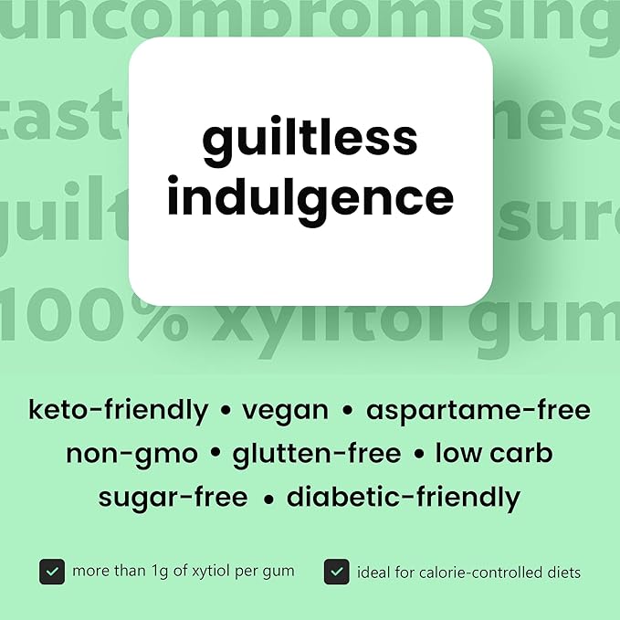 Dialed Xylitol Gum (250 Pieces) | 100% Xylitol | Healthy Dental Gum to Protect Teeth | Aspartame Free | Sugar Free, Gluten-Free, Vegan | Natural Spearmint Flavor