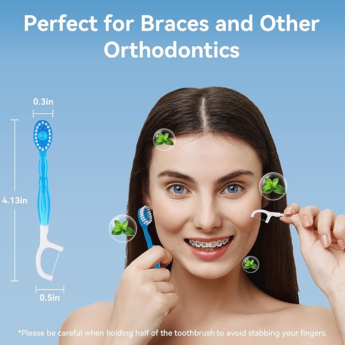 20 Count Disposable Toothbrushes with Toothpaste Individually Wrapped, 5-in-1 Pre-Pasted Mini-Brush+Floss+Pick+Tongue Scraper, On The Go Toothbrush with Freshening Bead, Coolmint