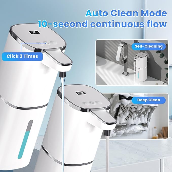 2 Pack Automatic Soap Dispenser, Touchless Liquid & Foaming Soap Dispensers, USB Rechargeable, 9-Level Adjustable Volume Control, 13.52oz/400ml, Wall Mount for Kitchen, Bathroom,Hotel, Easy for Kids
