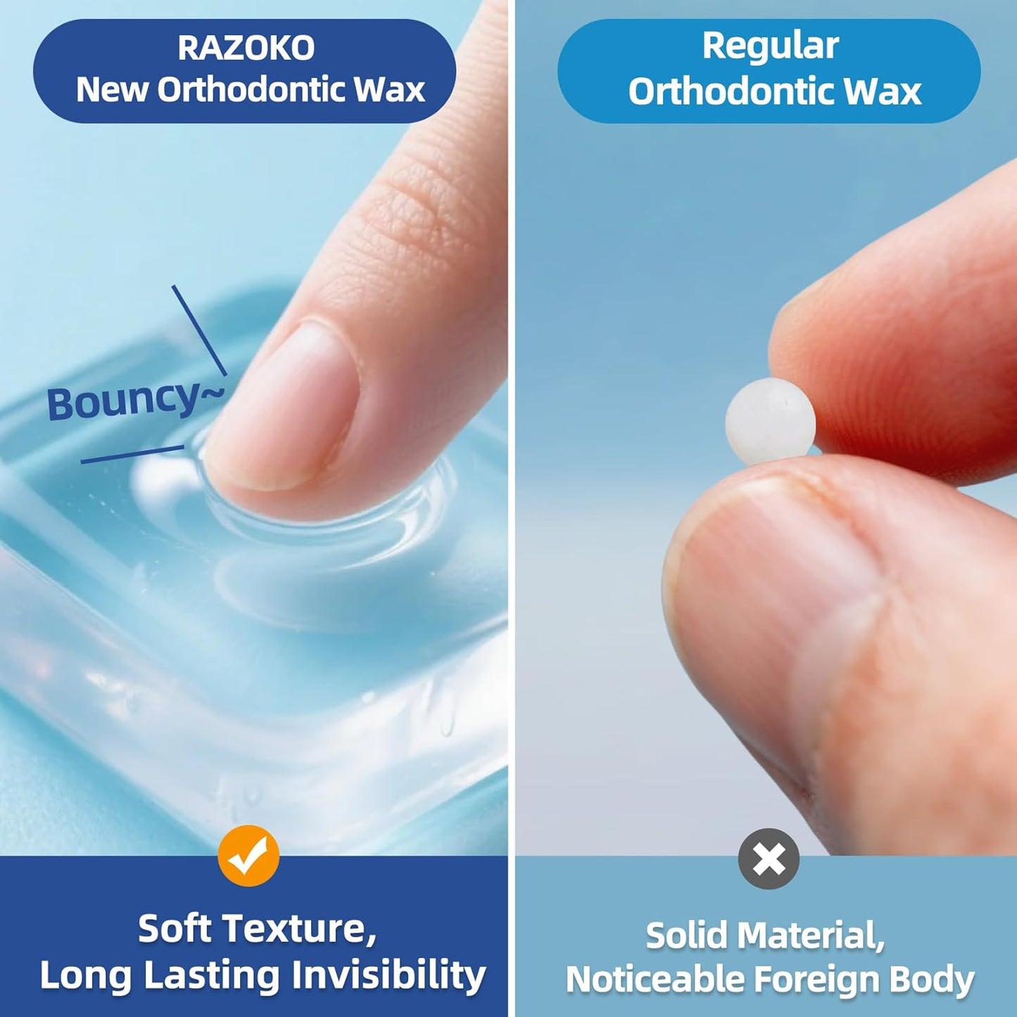 RAZOKO Orthodontic Wax for Braces Wax Dots Gentle Comfort, Clear Invisible Fit, All Day Protection 48 Individual Hygienic Packaging Dental Wax