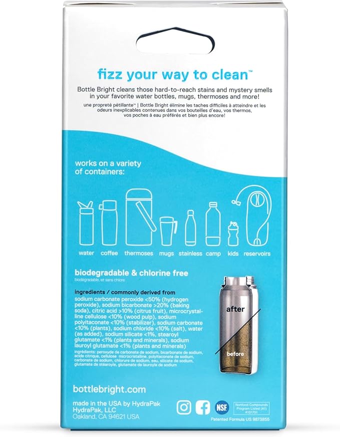 Bottle Bright - Clean Stainless Steel, Thermos, Tumbler, Insulated and Reusable Water Bottles – Cleaning Tablets are Easy and Safe to Use