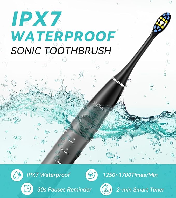 Professional Water Flosser & Electric Toothbrush Combo, 600ML Home Use Oral Irrigator for 10 Adjustable Water Pressure, 2 Cleaning Modes, 1+1 Brushing & Flossing for Complete Oral Care (Black)