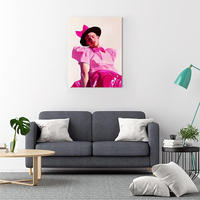 SchindlerBang Masculine Wall Art Decor,Vintage Style Oil Painting,Fashionable Man Canvas Print,Contemporary Home Gallery,12x16inch Framed Display Ready to Hang