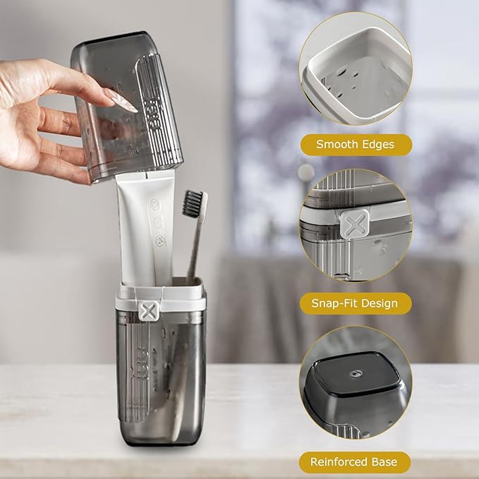 Soap Case and Toothbrush Travel Case, Portable Leakproof Travel Soap Container Dish Tray - Travel Toothbrush Holder & Bar Soap Travel Case Ideal for Trip, Gym, Camping and Bathroom (Travel Set)