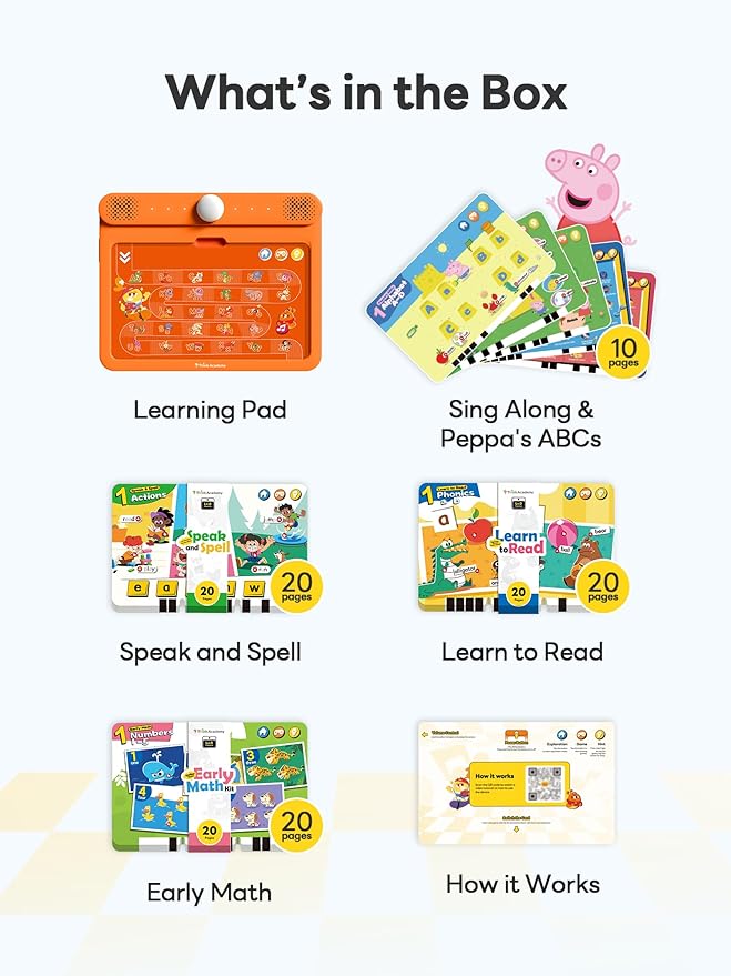 Think Academy Interactive Electronic Learning Pad - Learn-to-Read System with Sound Pages, Card-Insert for Alphabet, Words, Numbers, Music, Learning Activities for Kids 3 4 5 6 7 8 Years Old