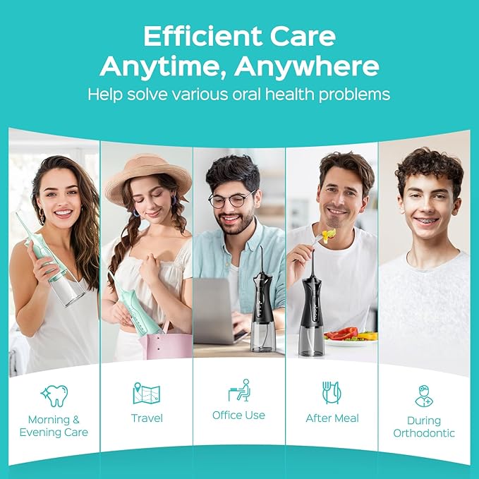 COSLUS 2-Pack Water Flosser for Teeth: Water Dental Pick Set with Refined Packaging for Couples Friends, 3 Modes & 8 DIY Levels for Sensitive Gums & Braces, Ideal for Family Sharing, Black & Green