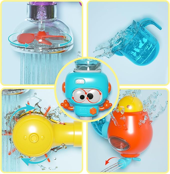 Bath Toys for Kids Ages 4-8, DIY Assembly Water Pipe Building Kit, Interactive Water Toy for Toddlers 3-5, Educational STEM Learning Gift for Boys and Girls