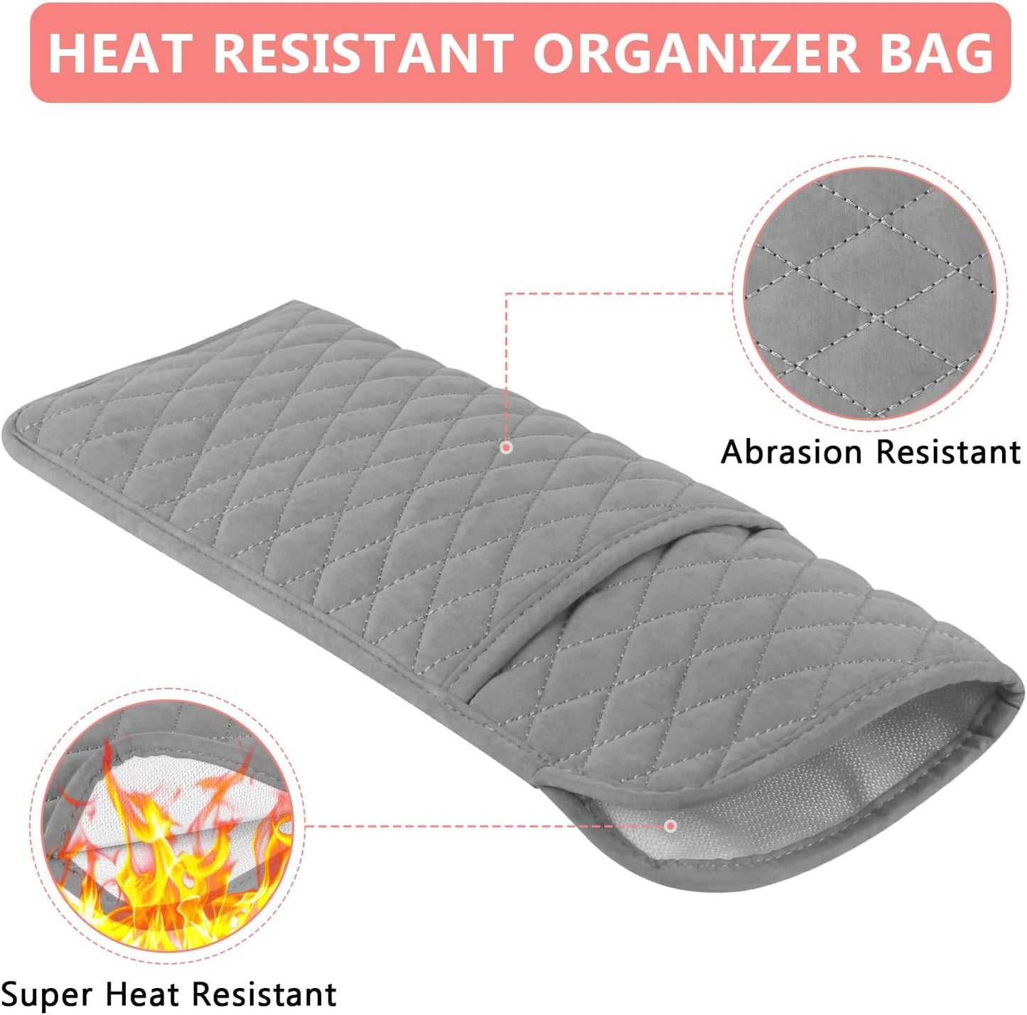 Heat Resistant Hair Tools Organizer Bag Portable Travel Storage Cover Case for Hair Straighteners, Curling Irons, Flat Irons and Hot Styling Tools(13.8" x 5.5")