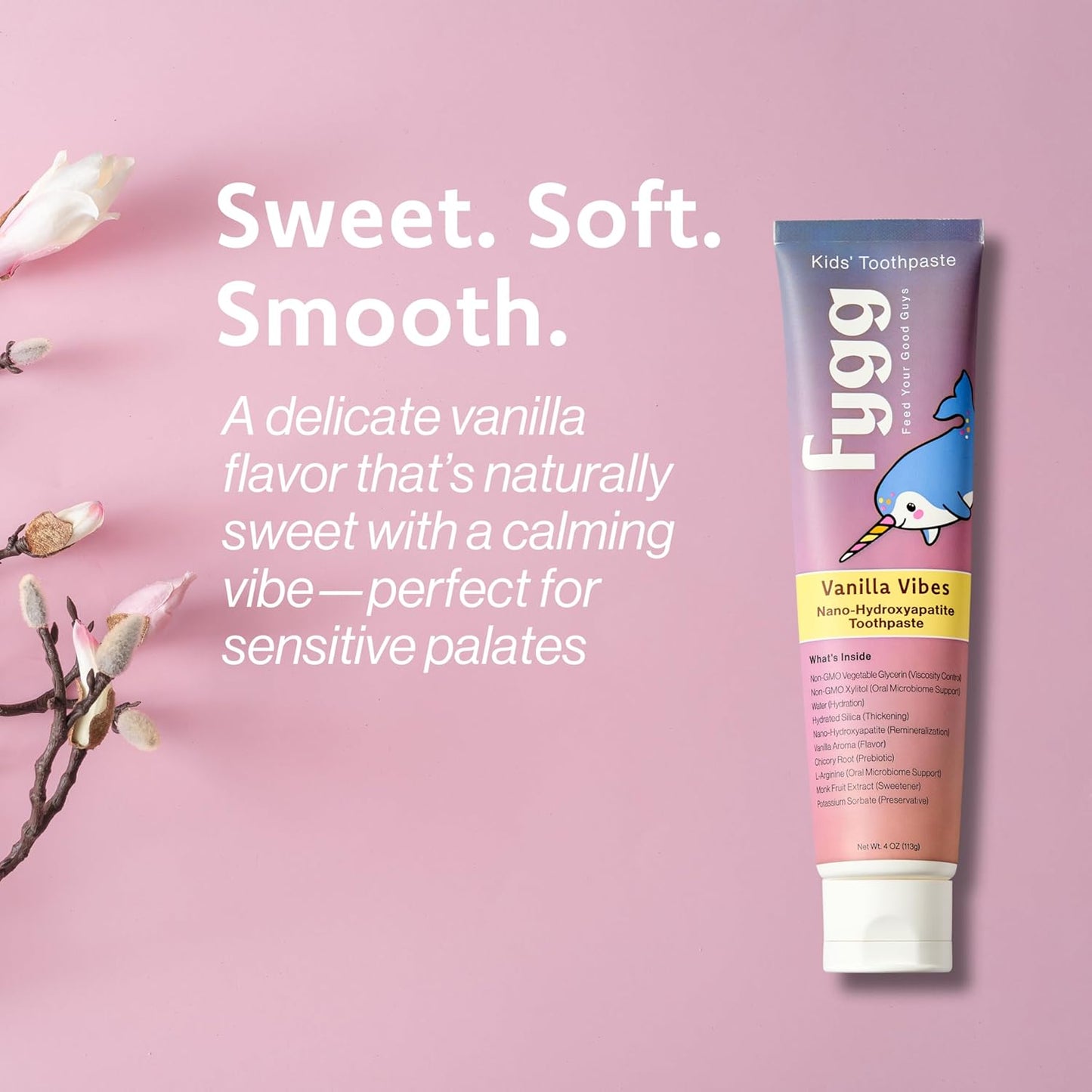 Fygg Nano Hydroxyapatite Toothpaste (Vanillia Vibes) | Vanilla Kids Tooth Paste with Prebiotics (4 Oz) | Natural & Fluoride-Free | Proprietary Enamel Remineralizing & Repair | Dentist Formulated