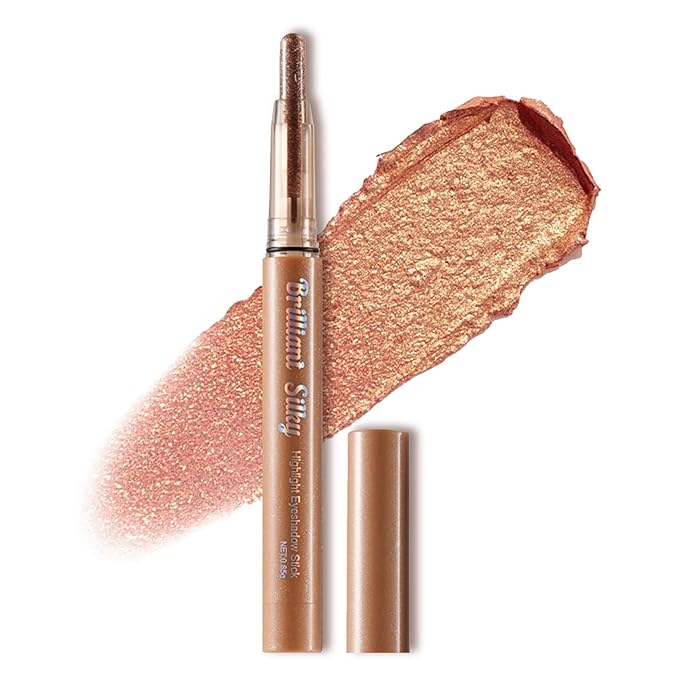 Light Golden Brown Glitter Cream Shimmer Eyeshadow Sticks, Multichrome Matte Eye Shadow Stick, Waterproof and Long-Lasting Smooth Cream Eye Highlighter Stick Makeup for Women, 1 Golden Sands