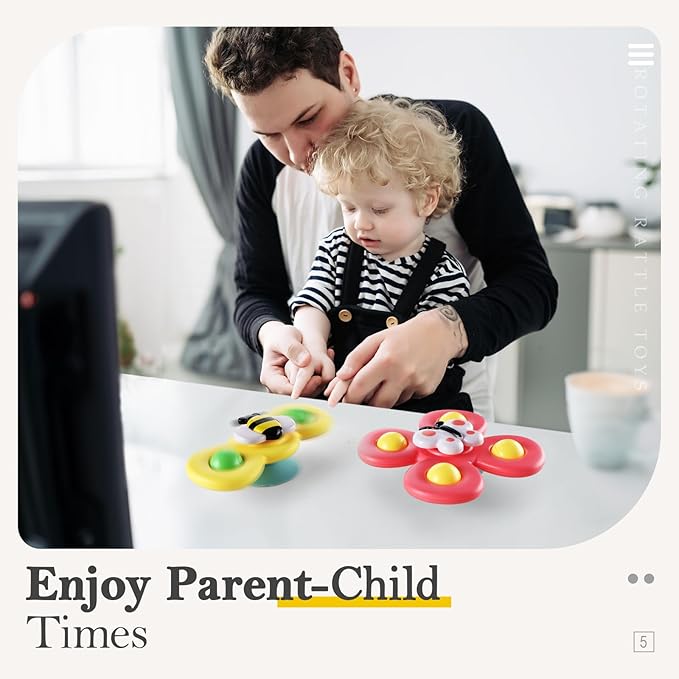 ALASOU 3PCS Suction Cup Spinner Toys for 1 Year Old Boy Girl|Spinning Top Infant Sensory Toys for Toddlers|1 2 Year Old Boy Christmas Birthday Gift|Baby Bath Toy Stocking Stuffers for Kids Ages 1-3