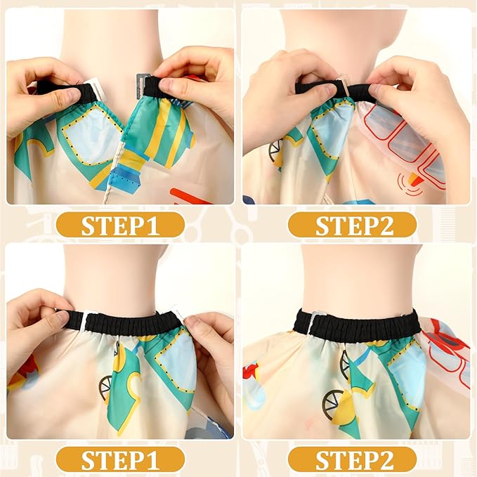 FEBSNOW Kids Hair Cutting Cape, Professional Barber Cape and Neck Duster Brush Cartoon Hairdresser Apron with Adjustable Closure for Children & Adults 55x39 Inches