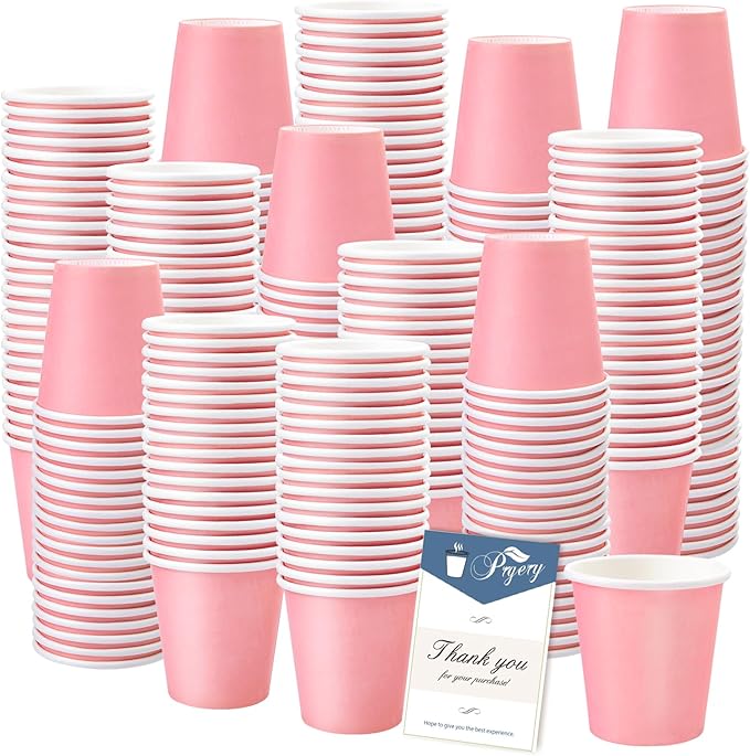 Paper Cups, 300 Pack of 3oz Pink Disposable Bathroom Cups, Ideal for Home, Travel, Party, Picnic and BBQ