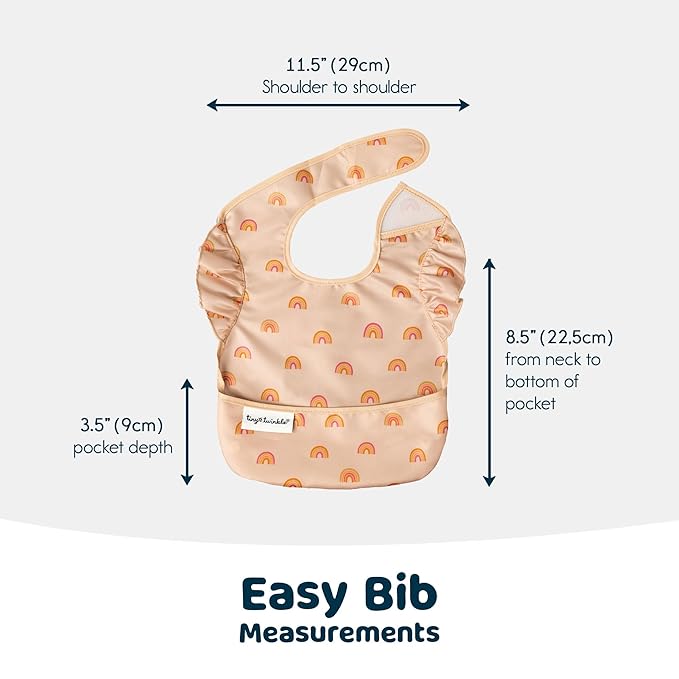 Tiny Twinkle Mess-Proof Baby Bibs for Eating | Waterproof, Wipeable Toddler Bibs with Catch-All Pocket | Feeding Bibs for Girls & Boys(3 Pack,Boho Set)