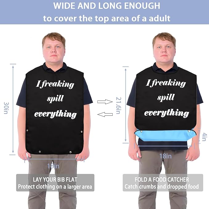 2 Pcs Adult Bibs for Men, Adult Bibs for Elderly Men for Eating, Washable & Reusable Bib for Adults