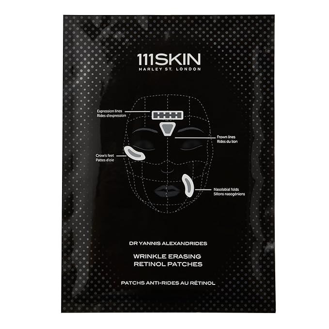 111SKIN Wrinkle Erasing Retinol Patches, Non-Invasive Forehead Wrinkle Patches for Under Eye & Smile Line Set with Vitamin C, Peptides & Microcone Technology, Suitable for All Skin Types, 3 x 1.23 oz