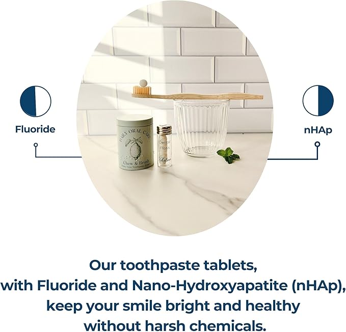 Smile More Toothpaste Tablets with Fluoride & nHAp - Vegan, Enamel Strengthening, Zero Waste, Eco-Friendly Tin (62 Tablets, Fresh Minty Yuzu, Travel-Friendly)